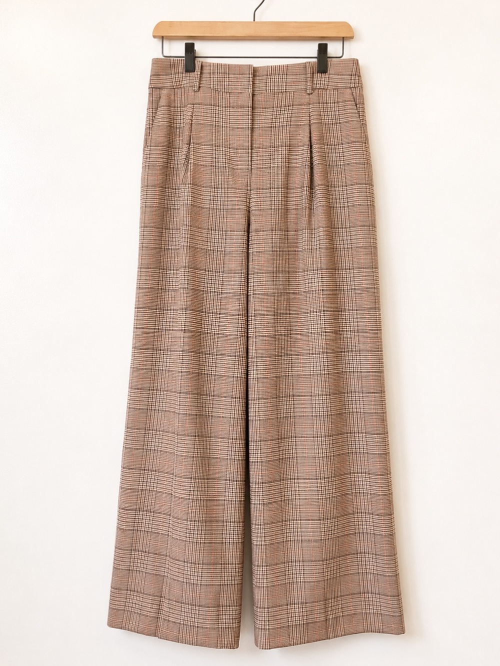 NWT LOFT The Peyton Trouser Plaid Wide Leg Pants Size 6 Brown High Rise
